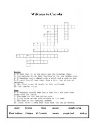 English worksheet: Canada Crossword