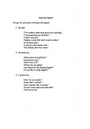 English worksheet: Reported Speech exercises