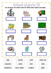 English Worksheet: School supplies 2 (school objects)
