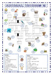 English Worksheet: Animal Idioms 2 criss-cross