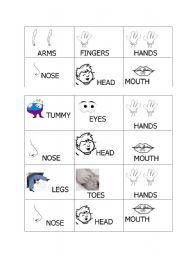 English worksheet: Parts of the body Bingo