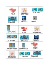 English worksheet: Sea Creatures Bingo!