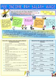 English Worksheet: COLLOCATION 57 - FEE, INCOME, PAY, SALARY, WAGE