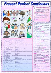 English Worksheet: Present Perfect Continuous - Grammar Guide + Exercises (fully editable + keys included)