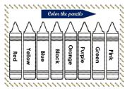 English Worksheet: Color the pencils