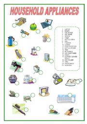 Household Appliances - vocabulary matching activity.