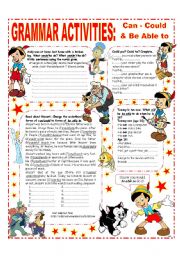 English Worksheet: GRAMMAR ACTIVITIES - CAN - COULD & BE ABLE TO