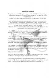 English worksheet: reading the wright brothers