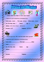 Personal Identification - elementary - (( 4 pages )) - Editable