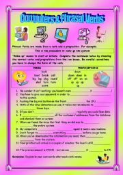 English Worksheet: Computers & Phrasal Verbs - elementary to intermediate - (( 2 pages )) - with Answers - Editable