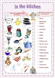 English Worksheet: In the kitchen