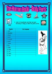 The Human Body - Body Parts -  (( 4 pages )) - elementary - Editable