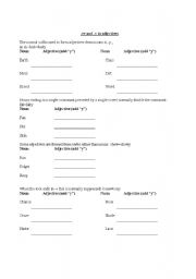 English Worksheet: Nouns to adjectives (add 