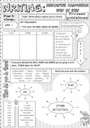 English Worksheet: WRITING PROCESS: DESCRIBING A PLACE