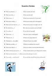 English worksheet: Question Starters