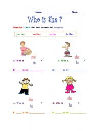 English Worksheet: who is she?