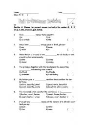 English worksheet: Diagnostic Test on Articles and Quantifiers