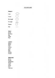 English worksheet: describing  objects vocabulary