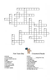 English Worksheet: NEW YEAR CROSSWORD