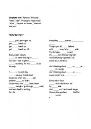 English Worksheet: Complete the Song 