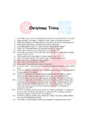 English Worksheet: Christmas Trivia