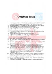 English worksheet: Christmas Trivia