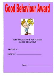 English Worksheet: AWARD