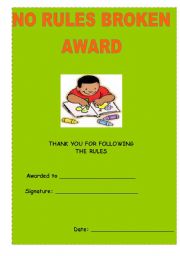 English worksheet: AWARD