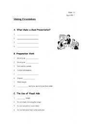 English worksheet: How to make a good oral presentation_exercise version