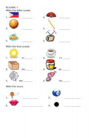English Worksheet: Initial and Final Sound