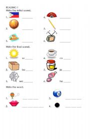 English worksheet: Initial and Final Sound