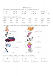 English Worksheet: Medial Vowels a & e