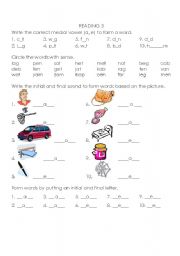 English worksheet: Medial Vowels a & e