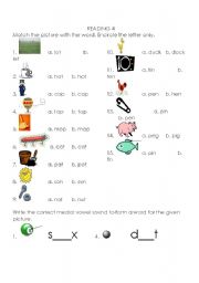 English Worksheet: Medial Vowels