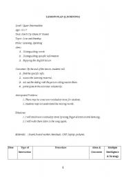 English Worksheet: Listening lesson plan