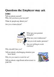English Worksheet: Job Interview Preparation Part 2: Questions 