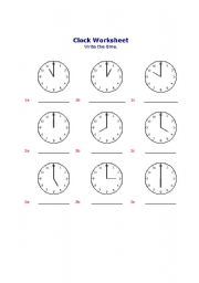English worksheet: Telling the time