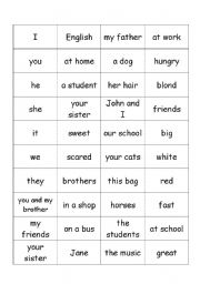 English worksheet: excercise cards - to be