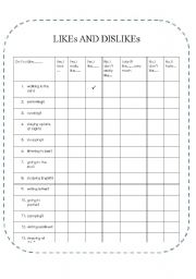 English Worksheet: likes and dislikes