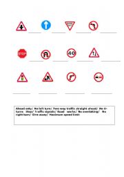 English Worksheet: Traffic Signs