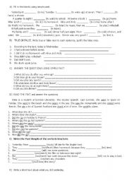 English Worksheet: Simple past, simple present, 