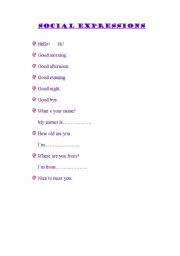 English Worksheet: social expressions