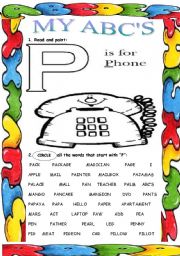 English Worksheet: My ABCs ( P )