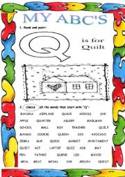 English Worksheet: My ABCs ( Q )
