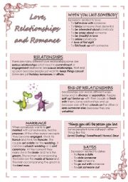 English Worksheet: Love, relationships and romance vocabulary and expressions