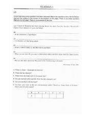 English Worksheet: Reading exercise