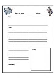 English Worksheet: Creative News Story Worksheet (Lesson Plan Included)