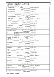 English worksheet: comparison