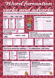 English Worksheet: Word formation - verbs and adverbs