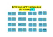 English worksheet: simple present& simple past dominoes part1